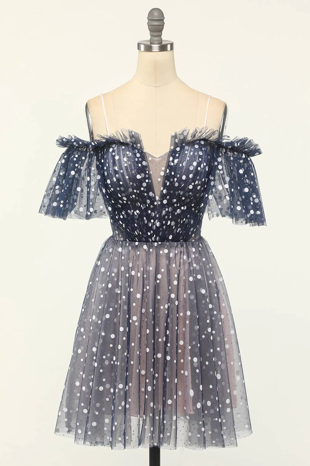 A Line Off the Shoulder Lace up Cute Tulle Homecoming Dresses Beautiful