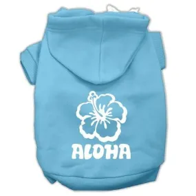 Aloha Flower Screen Print Pet Hoodies Baby Blue Size Med (12)