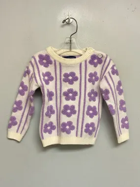 Andy & Evan Size 12M Purple Cotton Flower Infant Girls Sweaters & Vests