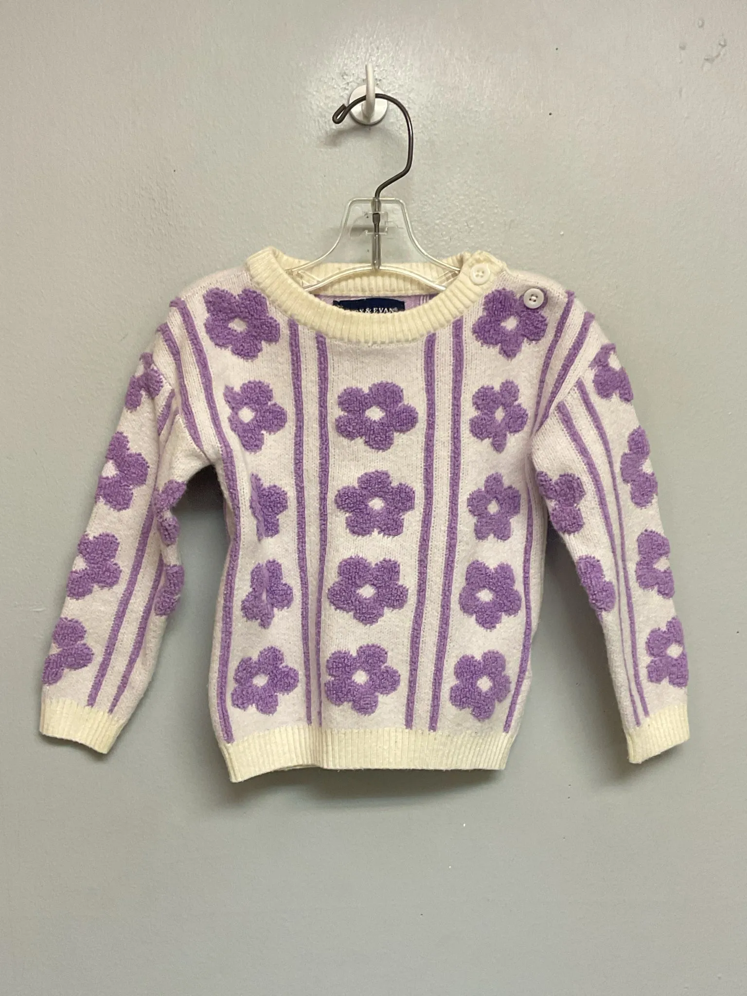 Andy & Evan Size 12M Purple Cotton Flower Infant Girls Sweaters & Vests