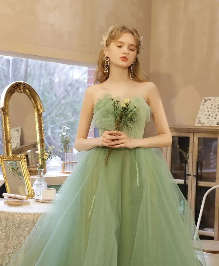 Charming Strapless Ruffles Tea Length Lace Up Tulle Homecoming Dress Short Prom Dresses Beautiful