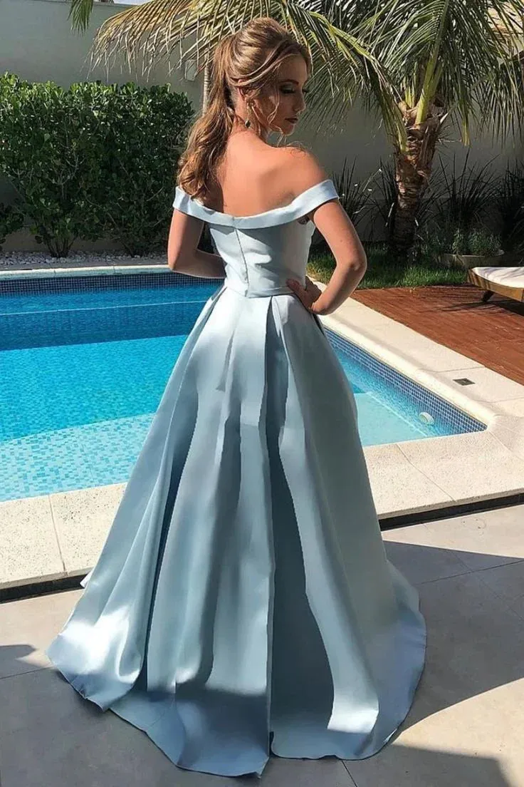 Formal Women's Dresses Satin Long Prom Dresses Off the Shoulder Evening Dresses Prom Dresses Stores