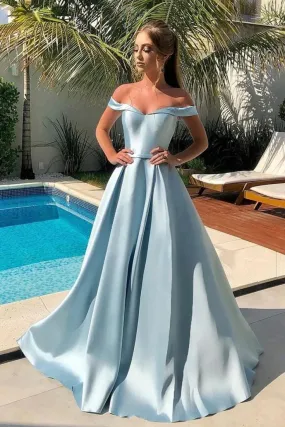 Formal Women's Dresses Satin Long Prom Dresses Off the Shoulder Evening Dresses Prom Dresses Stores