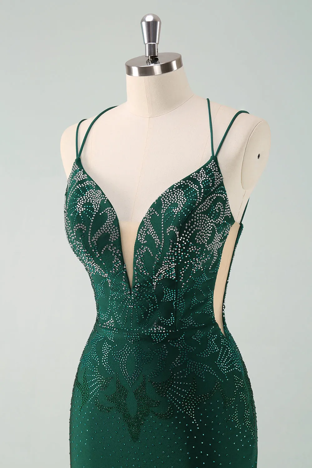 Glitter Dark Green Tight Homecoming Dresses with Lace Up Back Sexy Party Dress