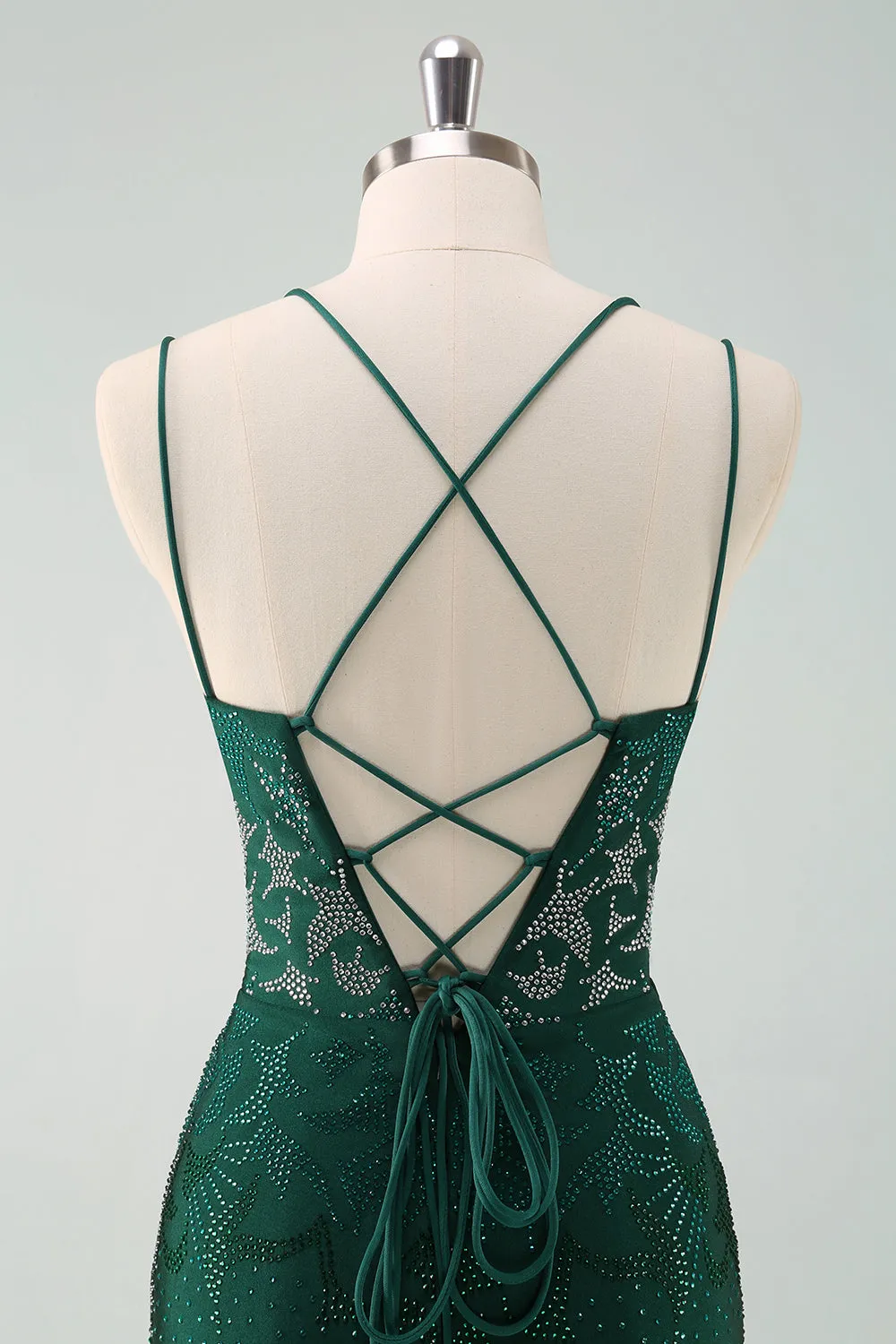 Glitter Dark Green Tight Homecoming Dresses with Lace Up Back Sexy Party Dress