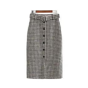 HOUNDSTOOTH LONG SKIRT