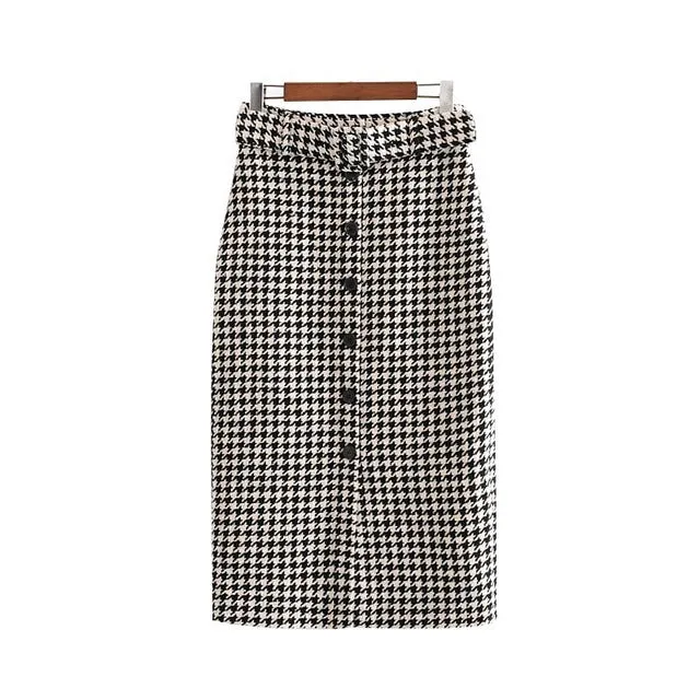 HOUNDSTOOTH LONG SKIRT