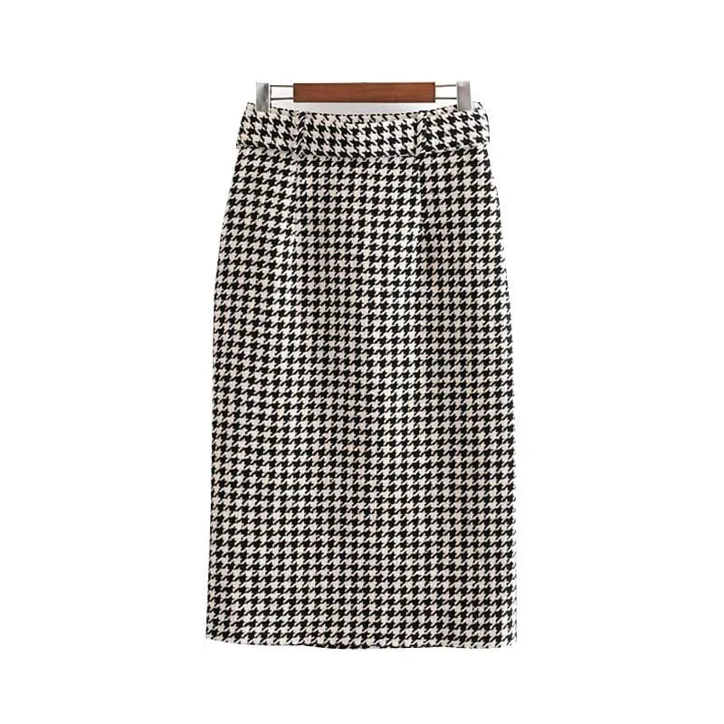 HOUNDSTOOTH LONG SKIRT