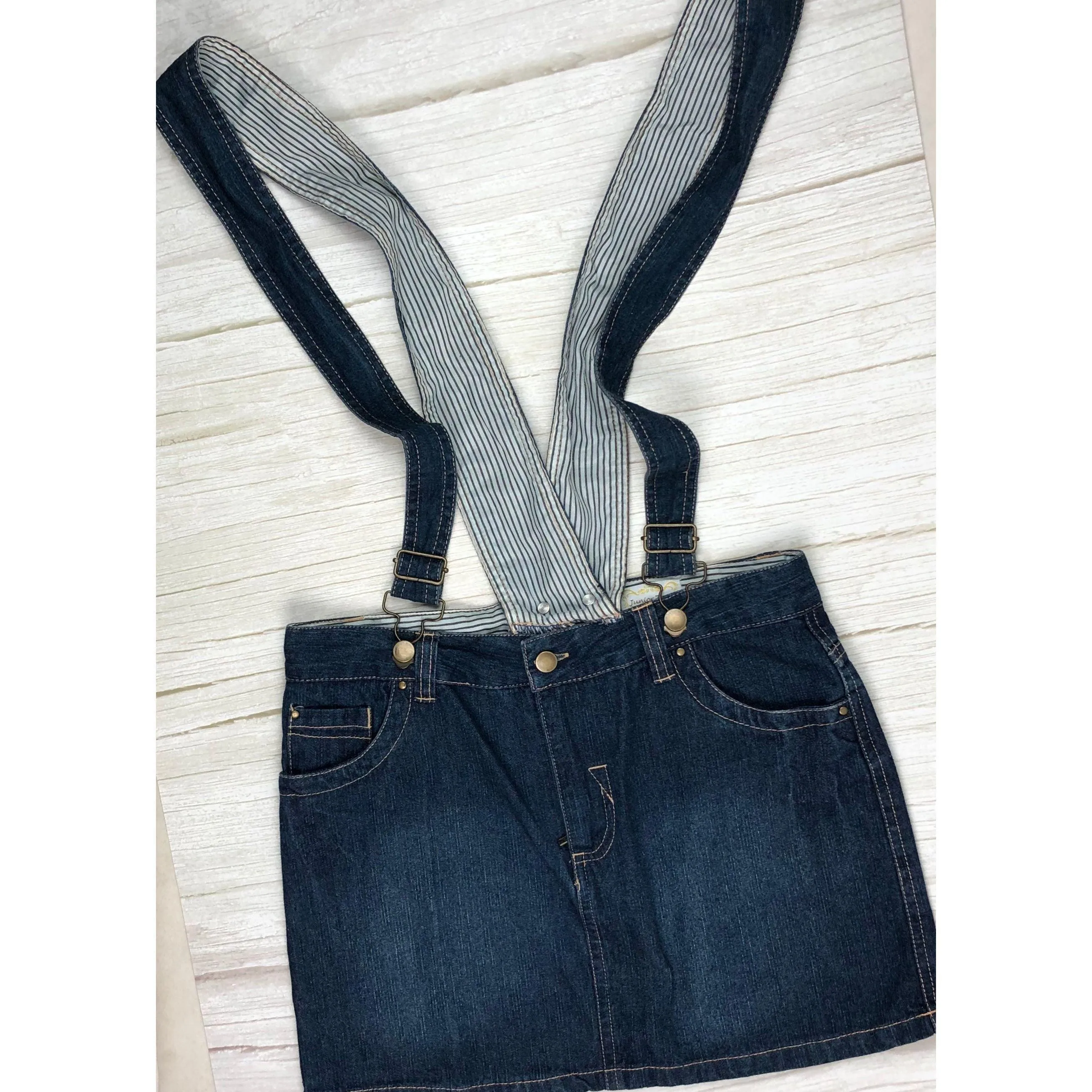Junior Zone Girls Denim Skirt with Detachable Braces - Size 12
