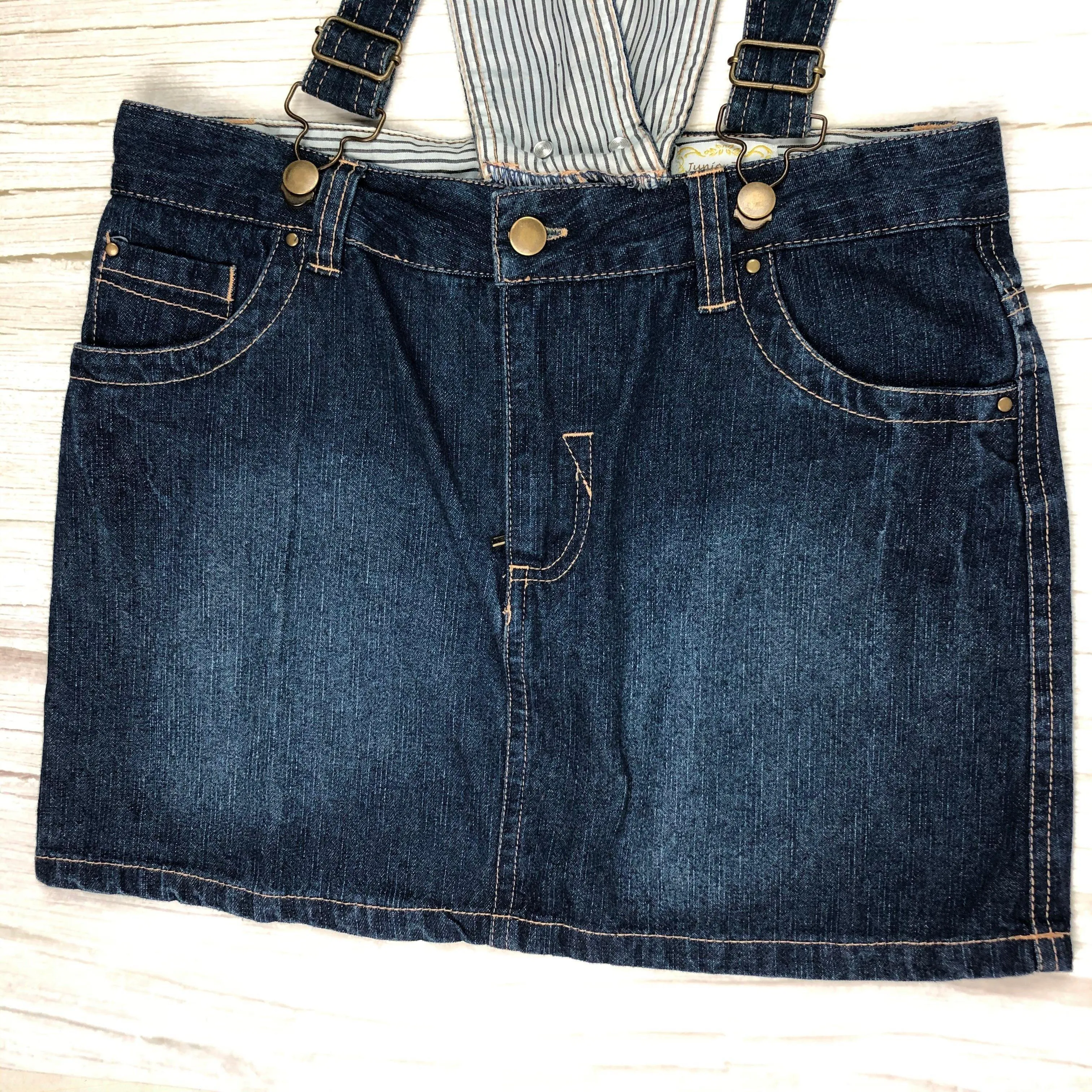 Junior Zone Girls Denim Skirt with Detachable Braces - Size 12
