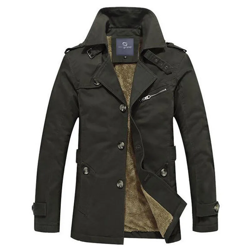 Men's Thick Fashion Style Single Breasted Windproof Warm Winter Coat