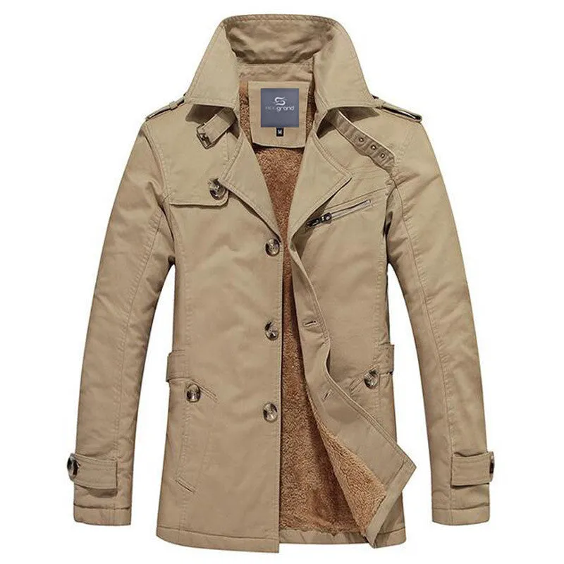 Men's Thick Fashion Style Single Breasted Windproof Warm Winter Coat