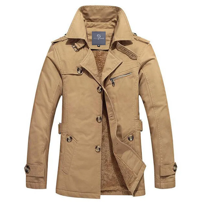 Men's Thick Fashion Style Single Breasted Windproof Warm Winter Coat