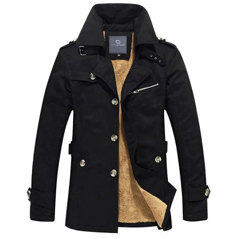 Men's Thick Fashion Style Single Breasted Windproof Warm Winter Coat