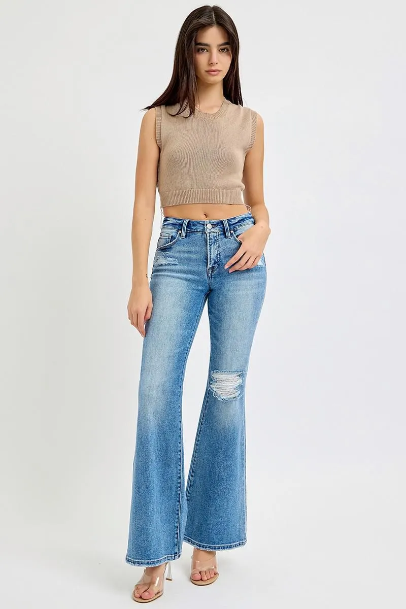 Mid Rise Tummy Control Flare Jeans - Plus Size