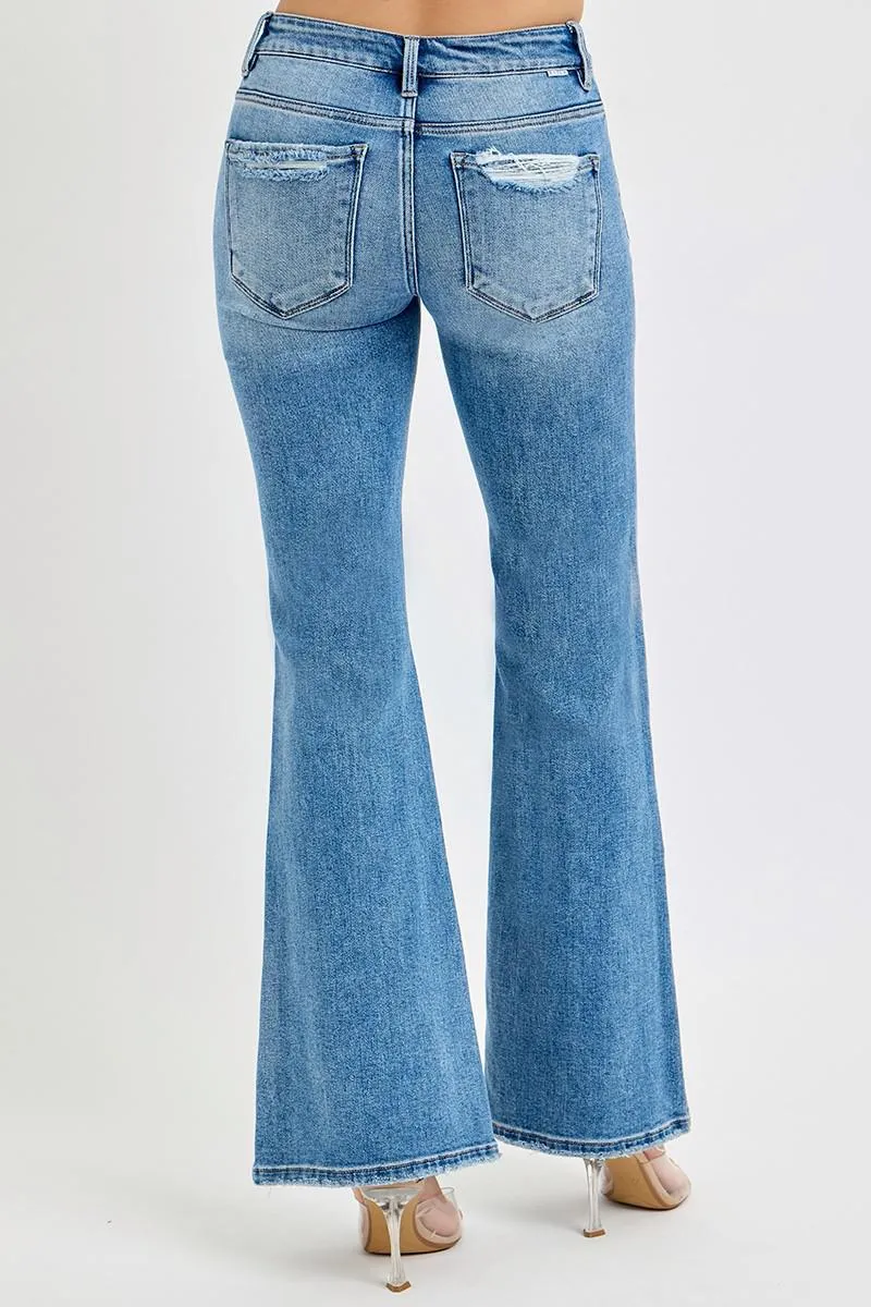 Mid Rise Tummy Control Flare Jeans - Plus Size