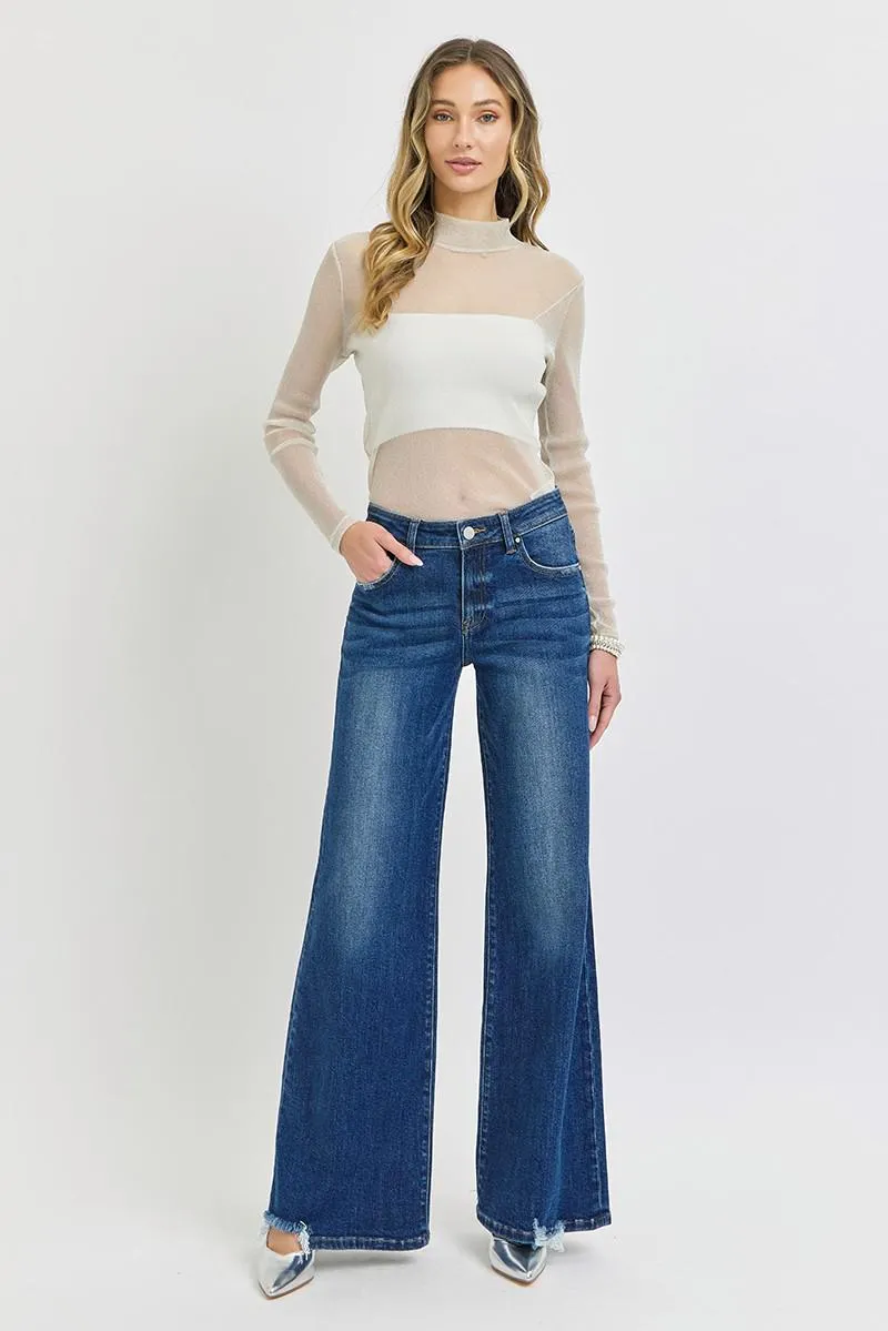 Mid Rise Wide Leg Jeans