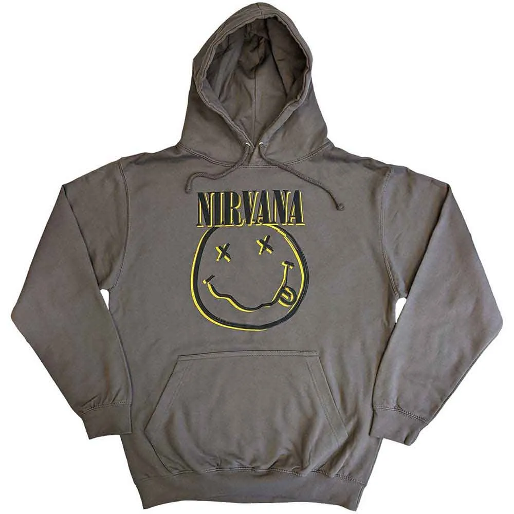 Nirvana "Inverse Smiley Face" Charcoal Grey Pullover Hoodie