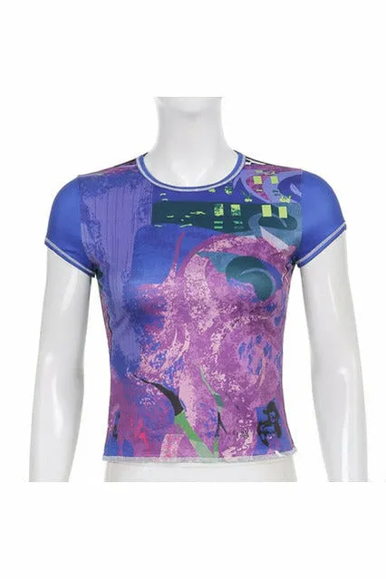 Retro Print Patchwork T-Shirts