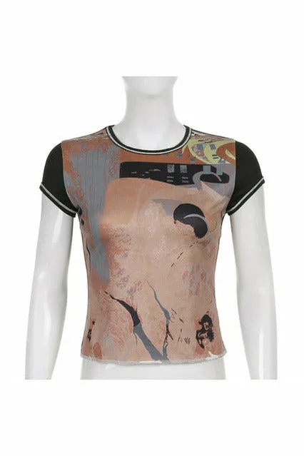 Retro Print Patchwork T-Shirts