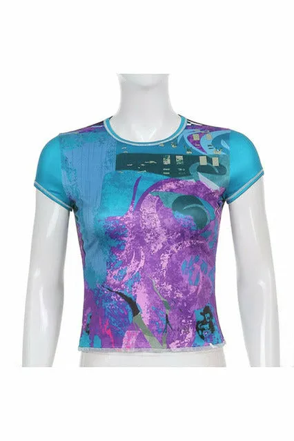 Retro Print Patchwork T-Shirts