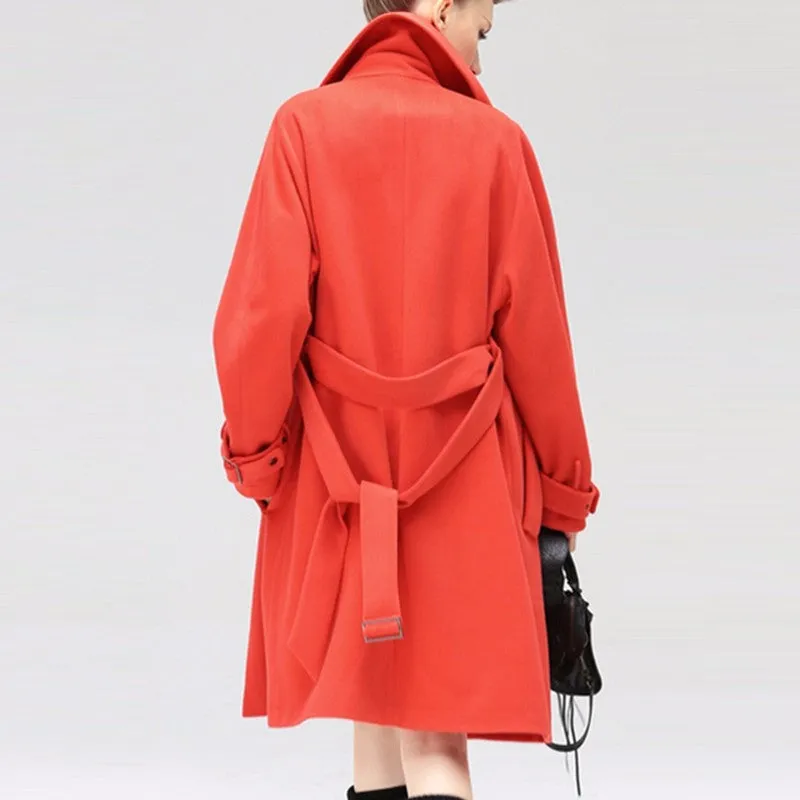 Solid Color Women's Casual Winter Overcoat