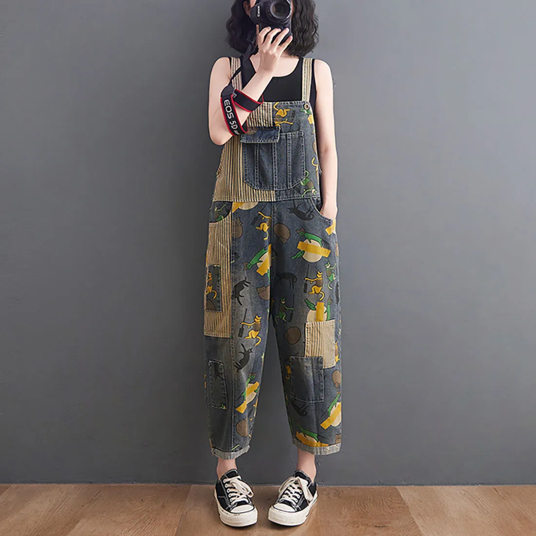Vintage Animal Print Overalls