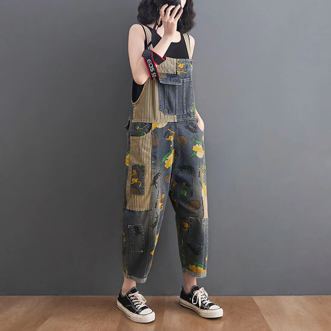 Vintage Animal Print Overalls