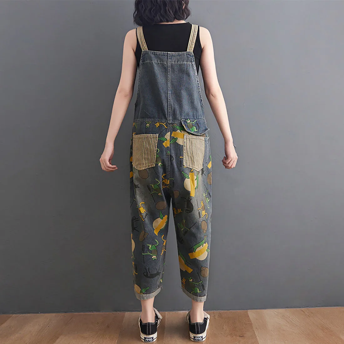 Vintage Animal Print Overalls