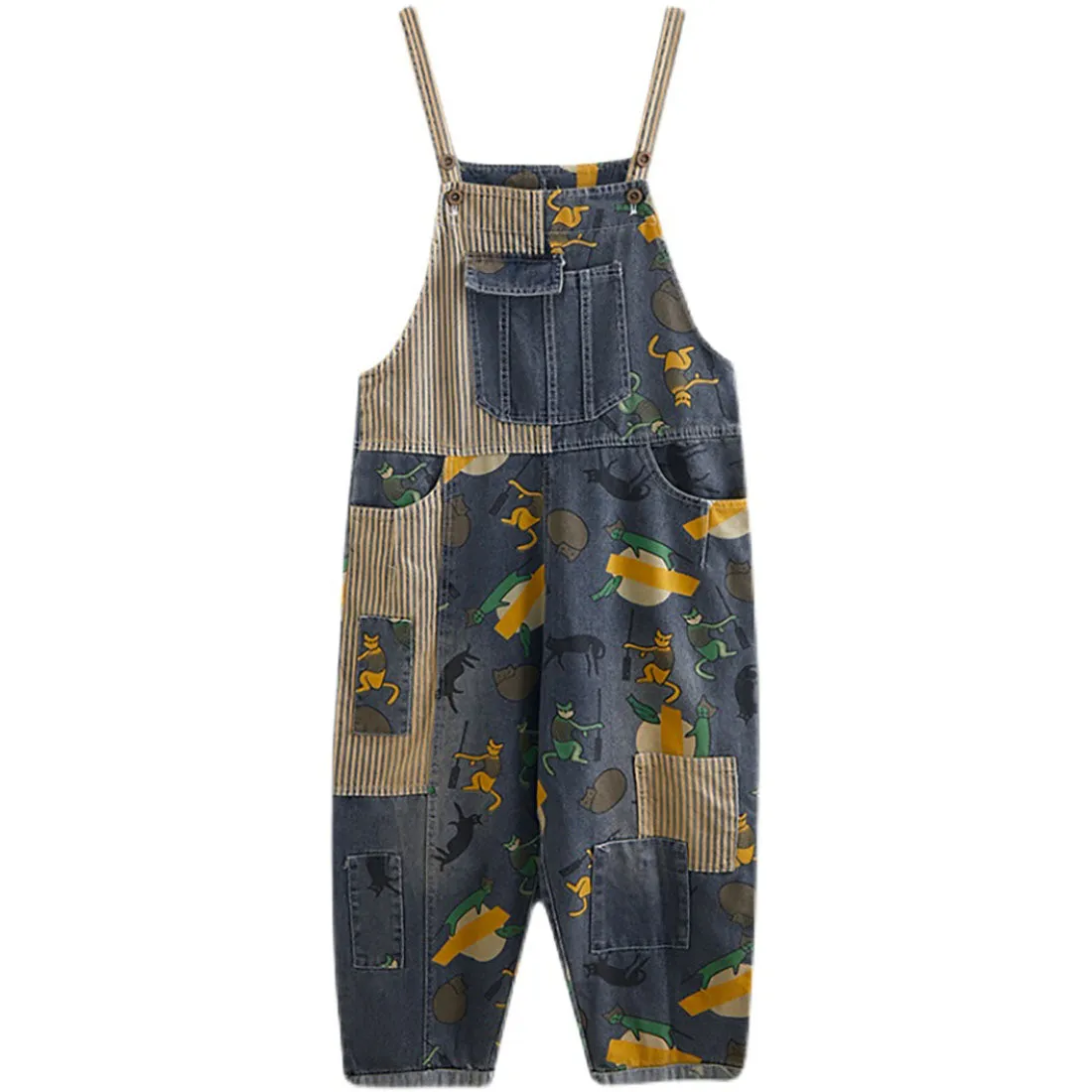 Vintage Animal Print Overalls
