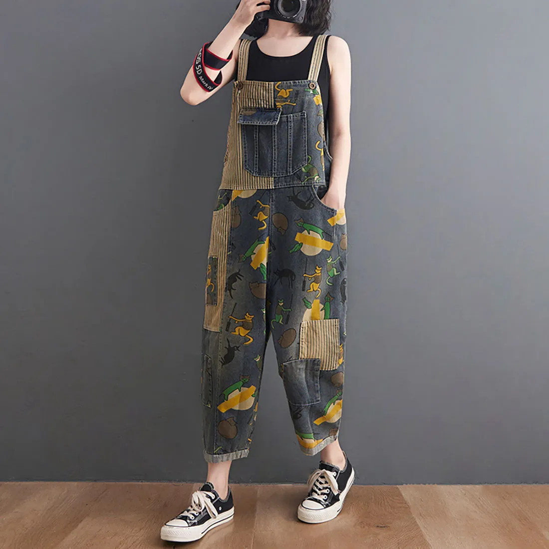 Vintage Animal Print Overalls